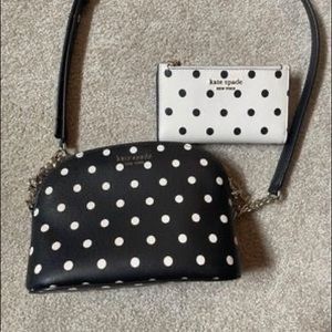 Kate Spade Spencer Sunshine Dot Small Dome Crossbody and Matching Wallet